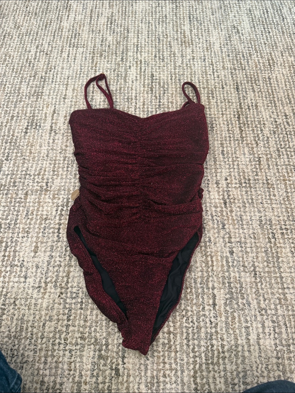 PQ Swim Burgundy Shimmery Ruched One-Piece Swimsuit